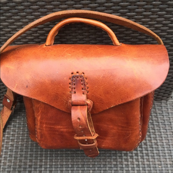 Vintage Brown Leather Crossbody Bag Fall Boho - Picture 1 of 10